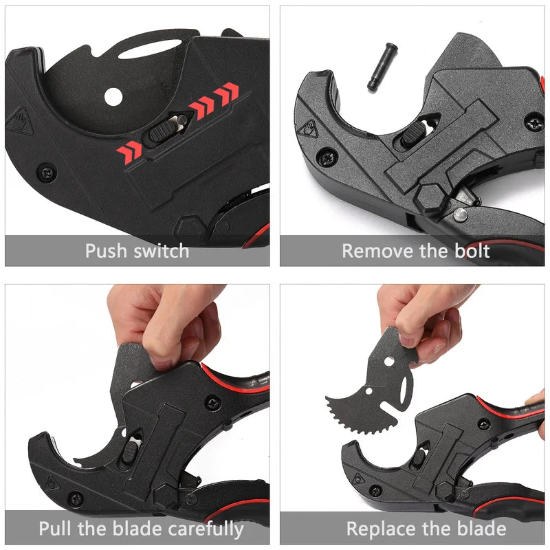 Pipe Cutter 32mm-75mm Aluminum Alloy Body Ratchet Scissor Pipe Cutter PVC/PU/PP/PE Hose Cutting Hand Tool Oasis Select