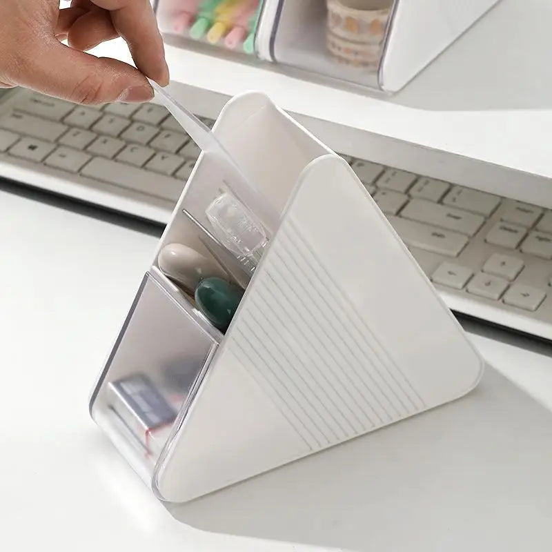 Plastic Slanted Pen Holder Multi Compartments Clear Slots Heavy Duty Desktop Organizer for Home Office School Supplies Storage Oasis Select