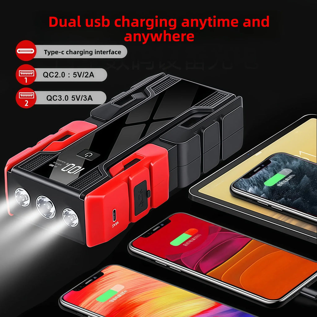 12V Car Jump Starter , 3000A Peak 99800mAh Portable Power Bank ,12V Auto Battery Booster with LCD Display, Emergency LED Light Oasis Select