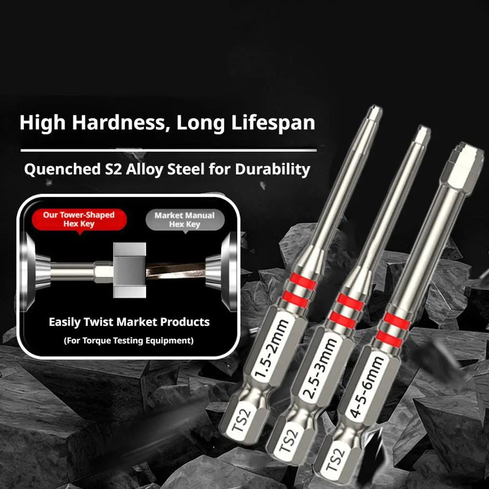 6pc Pagoda Hex Screwdriver Bits – Magnetic S2 Steel Multi-Size Set