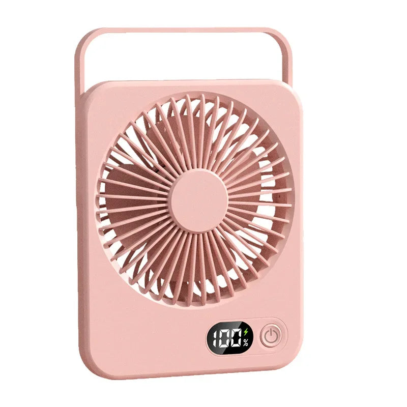 2025 New Small Fan Handy Charging Long Life Ultra-thin Desktop Fan Large Wind Super Quiet Folding Handheld Table Fan Oasis Select Pink