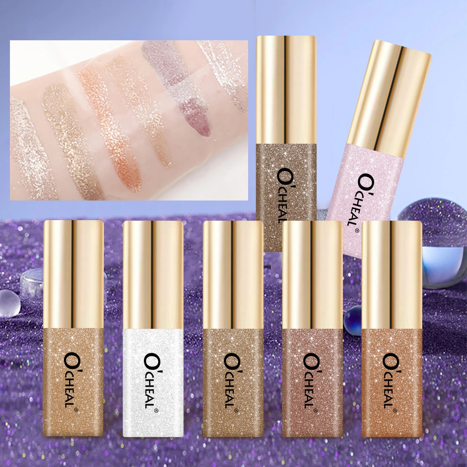 O'Cheal Glitter Liquid Eye Shadow – 7 Shades, Shimmer & Waterproof