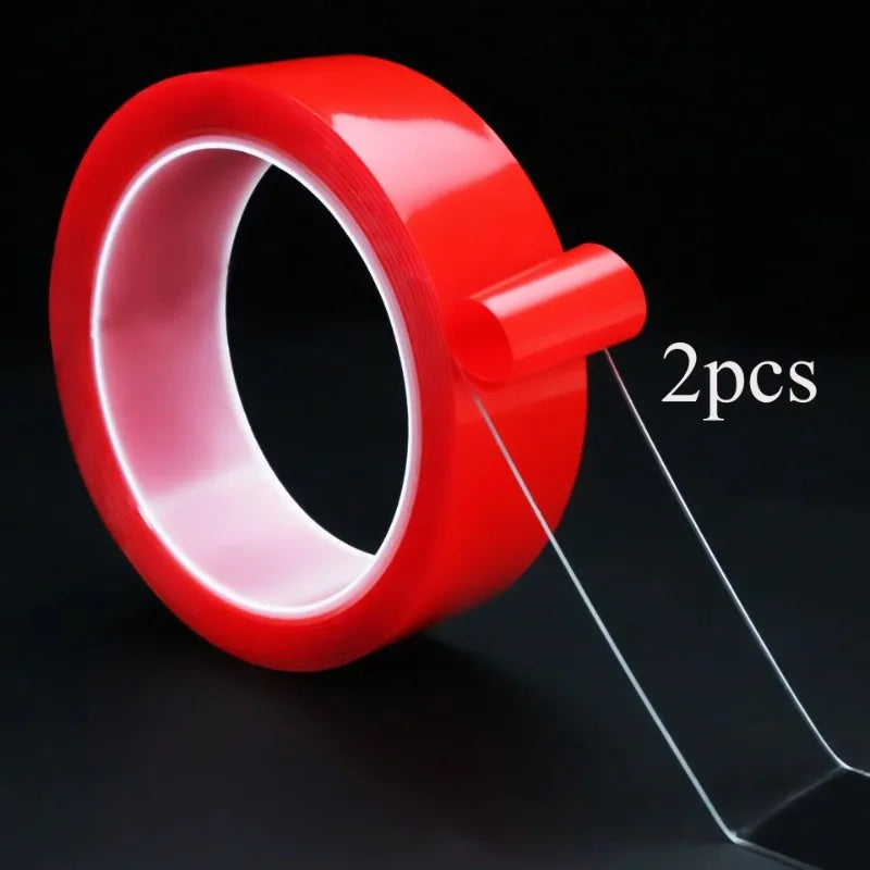2pc Ultra Thin Transparent Red Film Double Sided Tape With HighTemperature Resistance No Marks Waterproof Adhesion Strong Adhes Oasis Select