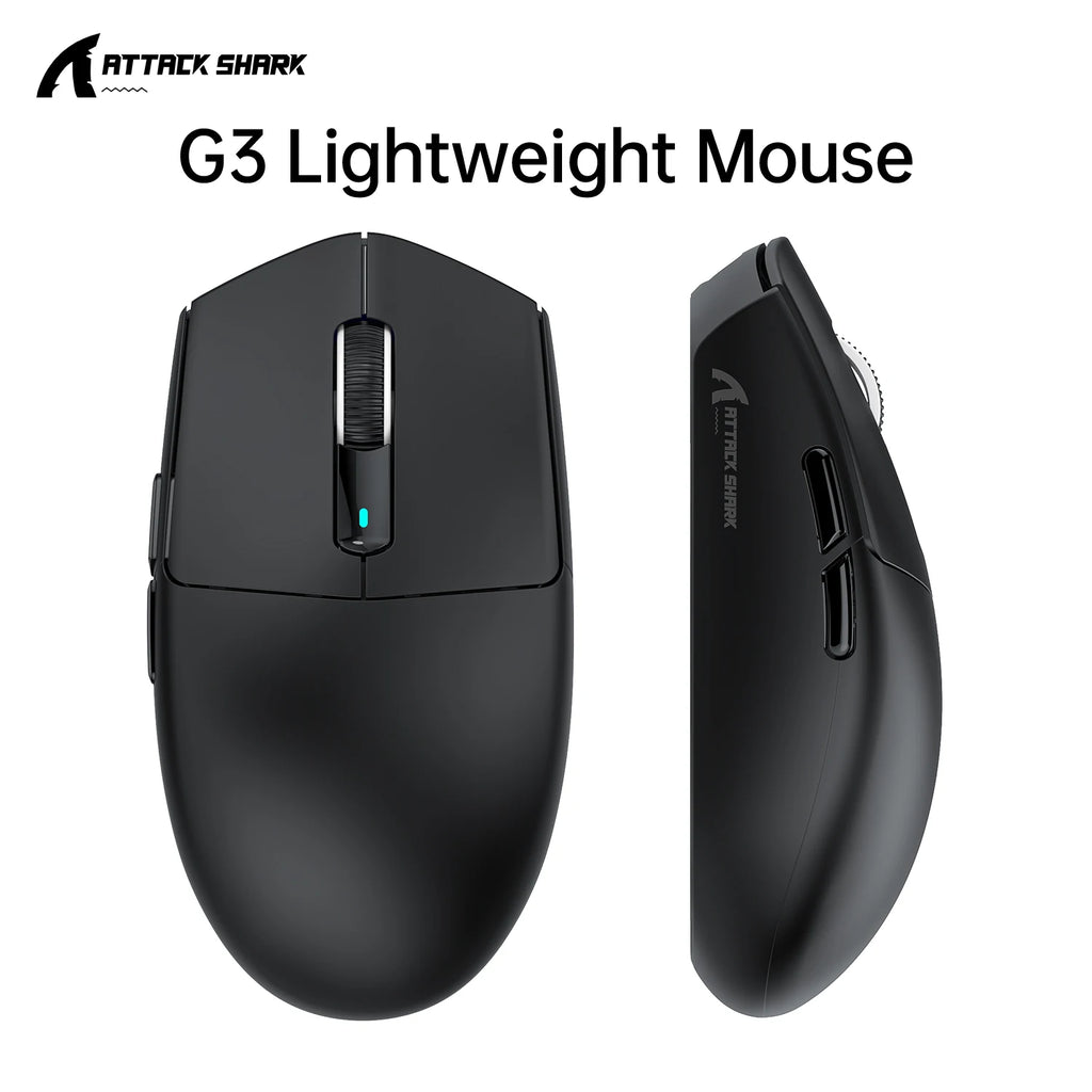 ATTACK SHARK G3 Tri-Mode Gaming Mouse 62g Super Light | Ultra-Lightweight| 1K Hz PAW3311 Sensor 25000DPI | HUANO 80M Switches Oasis Select G3 Black