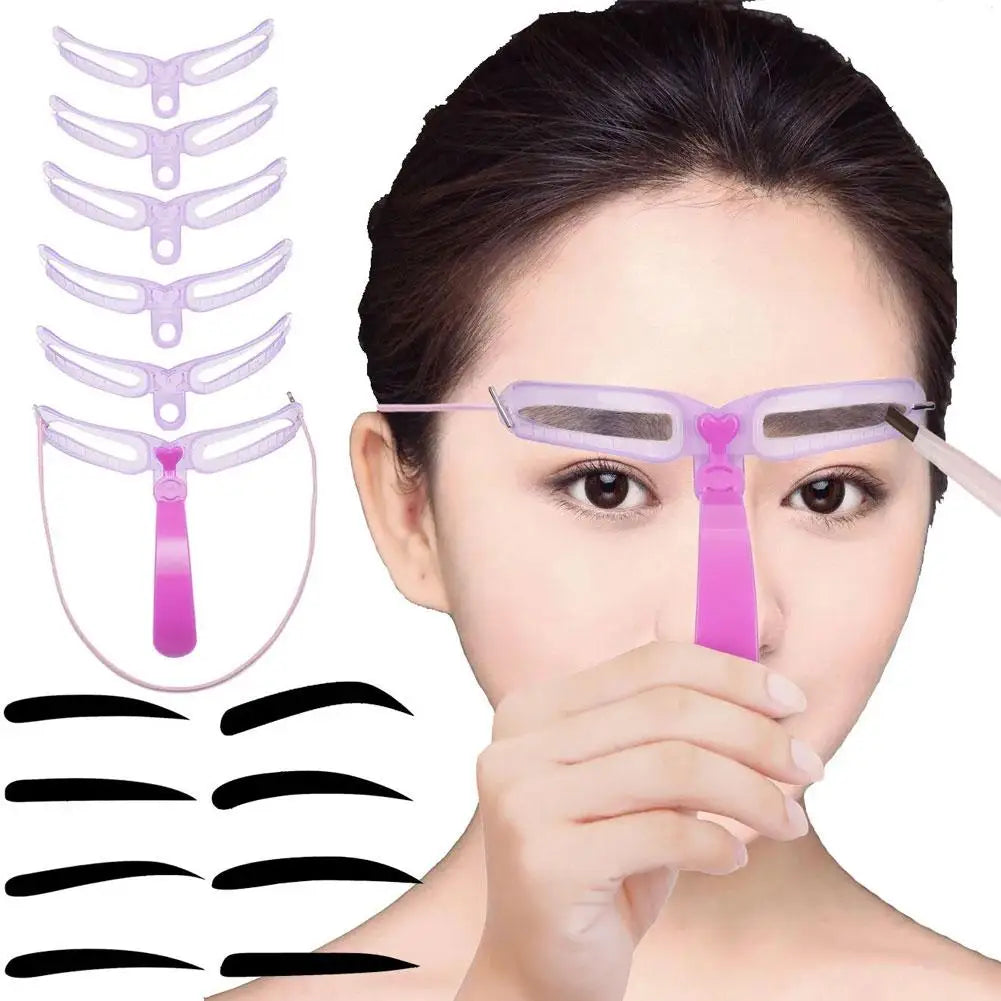 8 in1 Eyebrow Shaping Template Reusable Eyebrows Shaper Stencils Kit Grooming Card Definition Brow Makeup Tools Accessories Oasis Select