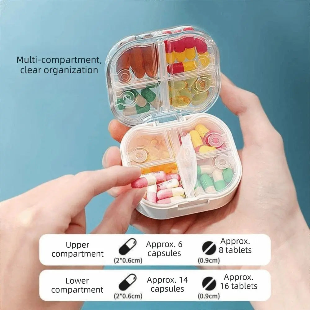 8-Compartment Portable Pill Organizer – Airtight Travel Case