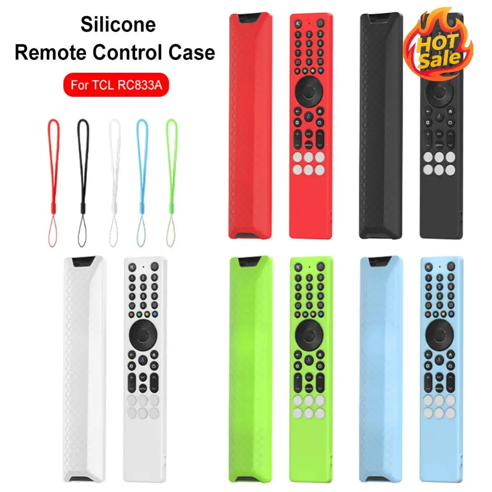For TCL RC833A Silicone Remote Control Case with Lanyard Protective Cover Anti-Slip Drop-Proof RC Cover TV Supplies Tool Oasis Select