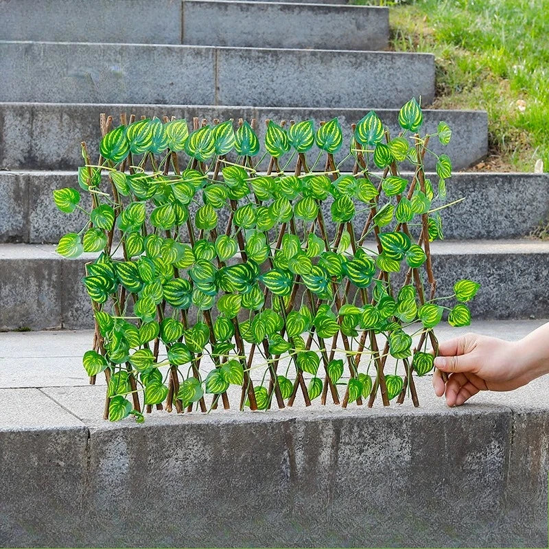 Artificial Garden Retractable Fence, Expandable Faux Green Leaf Screen Panels, Rattan Outdoor Hedge Vines, Climbing Frame Decor Oasis Select