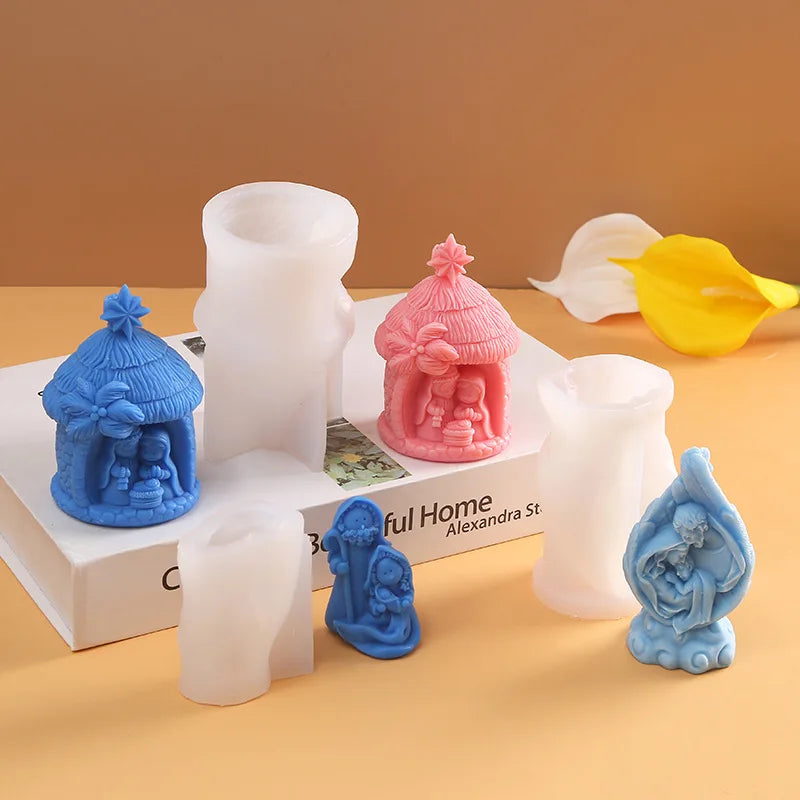 Nativity Silicone Candle Mold – 3D DIY Religious Craft Mold