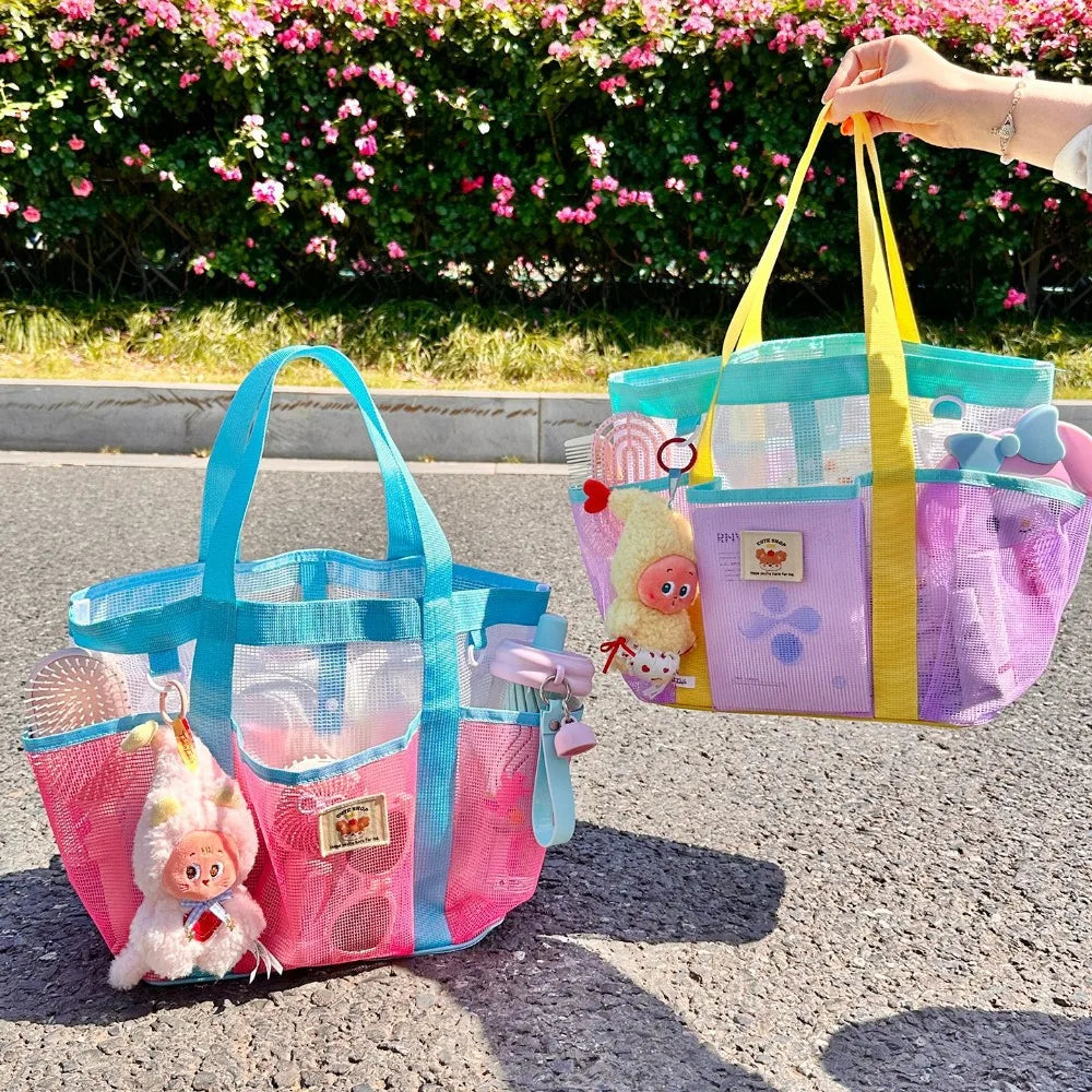 Mesh Swimming Bag Portable Large-capacity Beach Bag Travel Bath Fitness Wash Swimsuit Storage Breathable Mesh Bath Pocket Bag Oasis Select