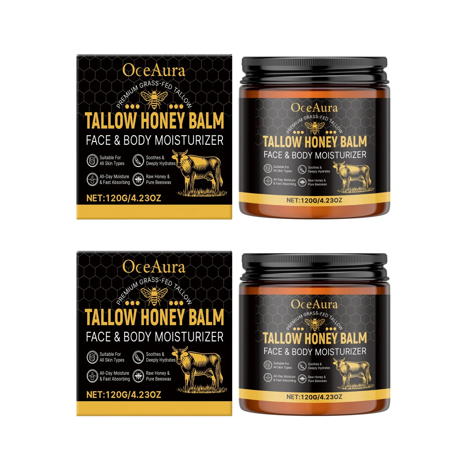 Tallow Honey Balm – Hydrating Brightening Firming Body Cream Body Moisturising Balm Oasis Select 240g boxed