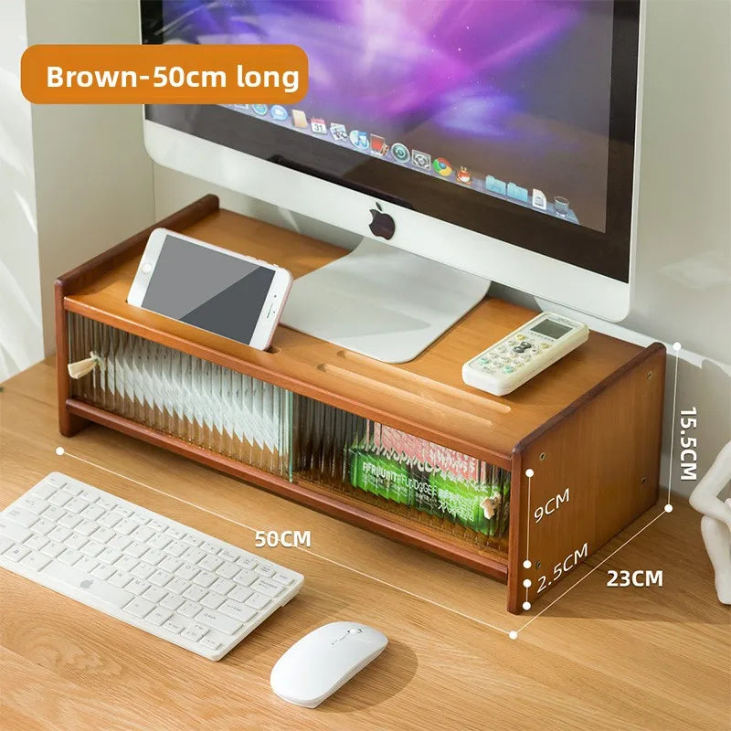 Multi-functional Computer Heightening Rack Monitor Bracket Bracket Heightening Base Desktop Desktop Storage Shelf Desk Shelf Oasis Select Brown A