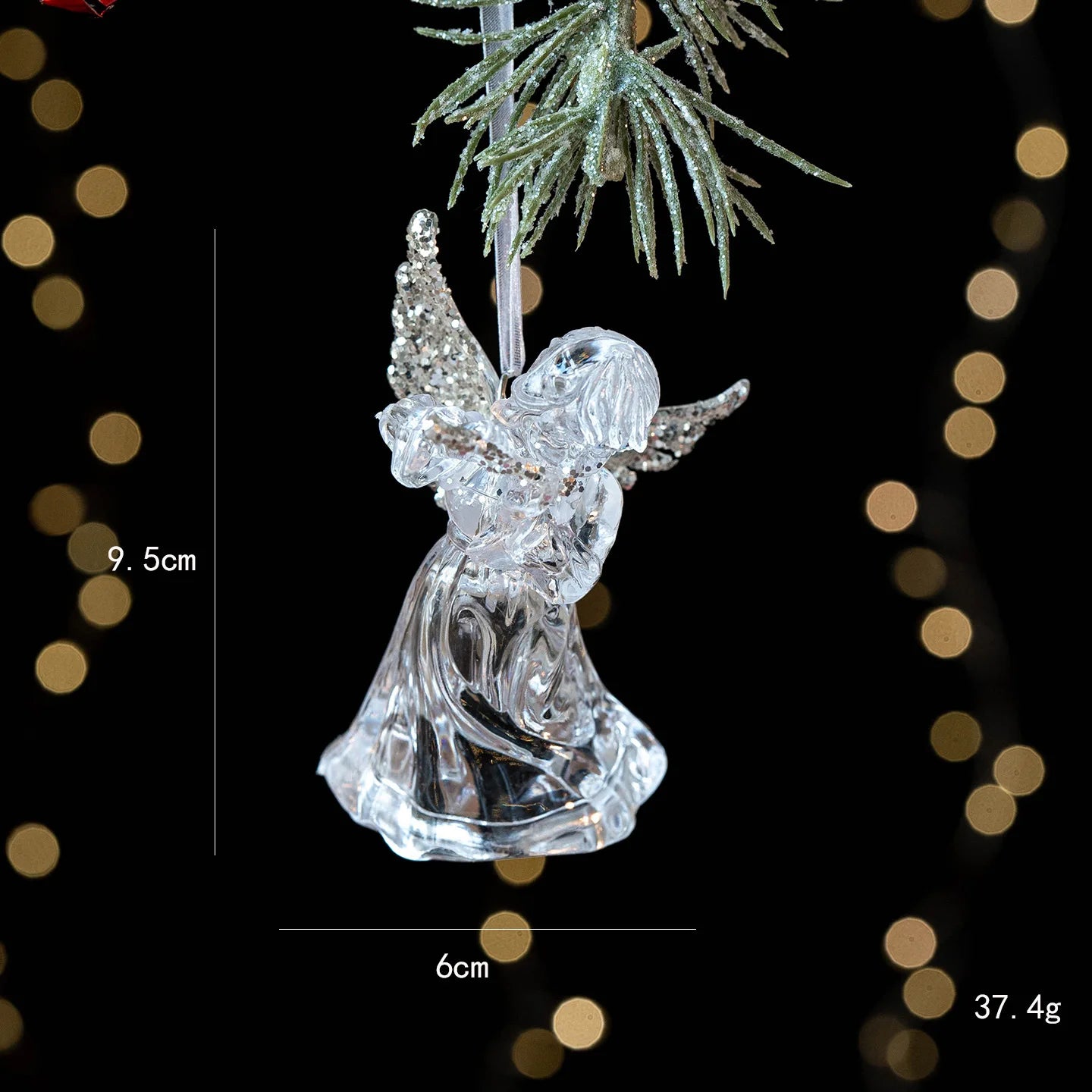 Christmas Tree Pendant Decoration Clear Acrylic Angel Deer Light Luxury Hanging Ornament Christmas Decoration Oasis Select Angel 2