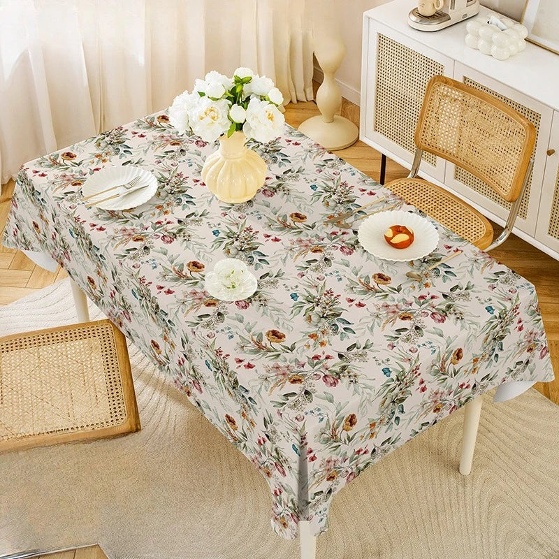 PVC Waterproof and Oil Resistant Tablecloth with Floral Patterns for Restaurant Dining Table Decoration and Kitchen Supplies Oasis Select