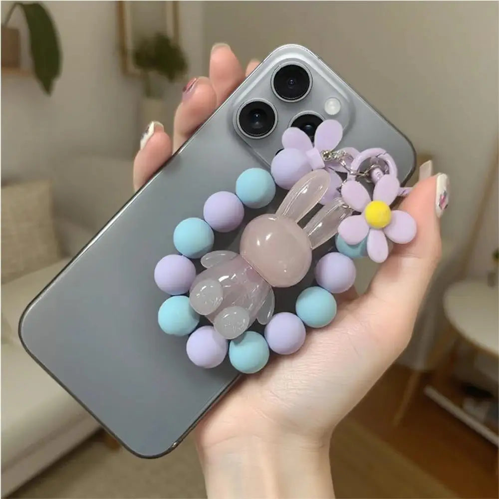 Moisturizing Lip Gloss Cute Rabbit Hand Bracelet Keychain Waterproof Long Lasting Mirror Glaze Non Stick Oasis Select