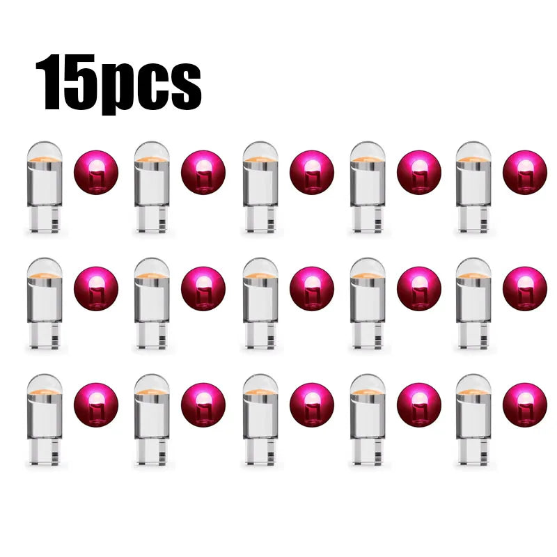 5/10/15pcs 5W LED Canbus T10 Car Lights COB Glass Interior Parts Bulbs 6000K White Auto License Plate Lamp Dome Read Light 12V Oasis Select 15pcs Pink