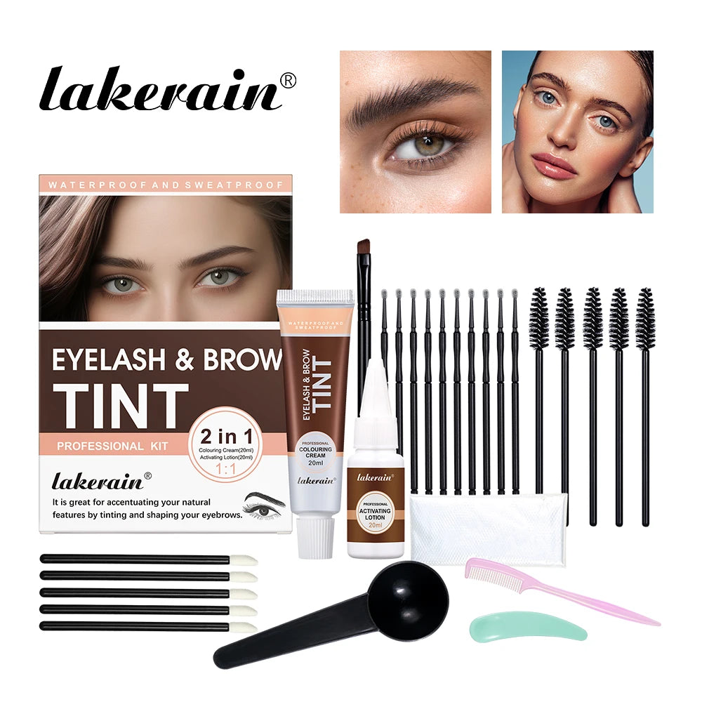 Lakerain Eyebrow Tint Dye Professional Eyebrow Dye Waterproof Long-lasting Eyebrow Brow Kit Semi Permanent Home Use Pro Kit Oasis Select