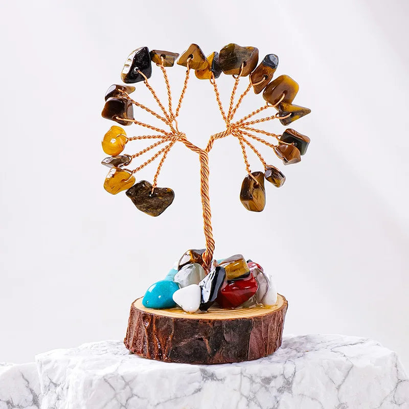 Lucky Mini Tree Natural Crystal Wire Winding Amethyst Citrine Gravel Home Office Feng Shui Decoration Crafts Money Trees Gifts Oasis Select 7