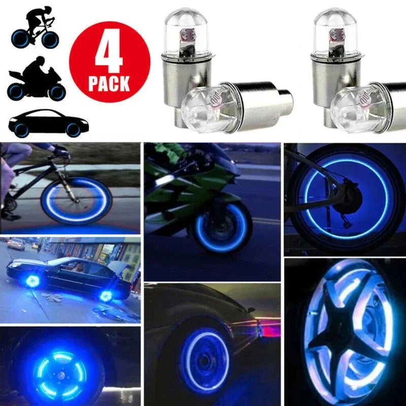2/4/6/8Pcs Car Light Bicycle LED Tire Lights Universal Car Neon Lamp Valve Cover Lights Tire Colorful Flashing Bulb Decoration Oasis Select