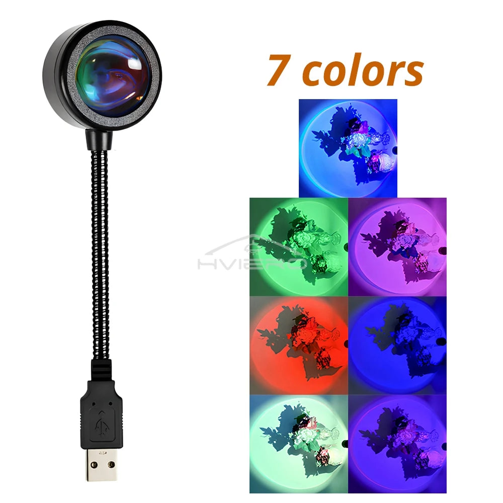 LED Sunset Lamp USB Projector – Mood Night Light for Bedroom