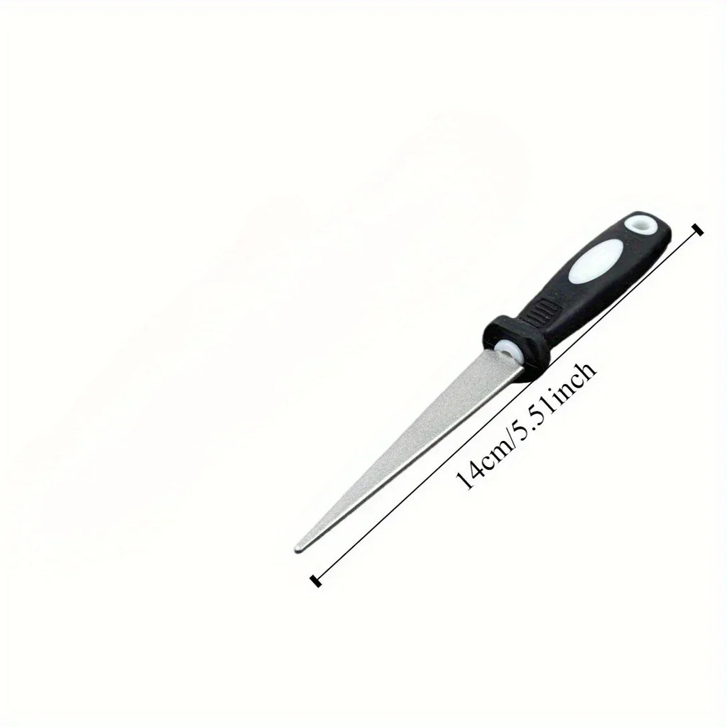 Diamond sharpening stone, double-sided sharpening, dual flat and curved design, easy-to-hold handle knife sharpener. Oasis Select 5.5inch M