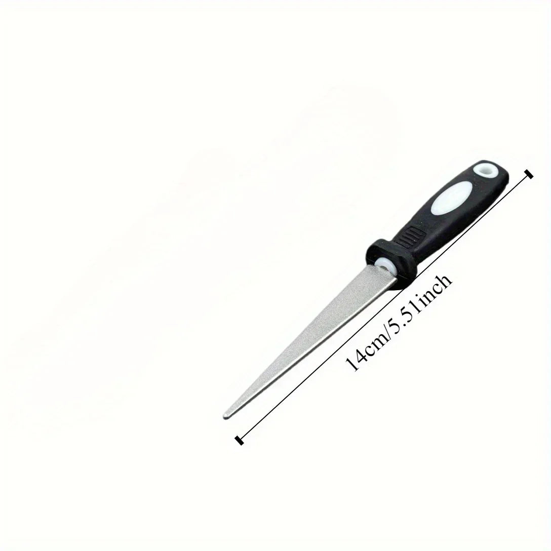 Diamond sharpening stone, double-sided sharpening, dual flat and curved design, easy-to-hold handle knife sharpener. Oasis Select 5.5inch M
