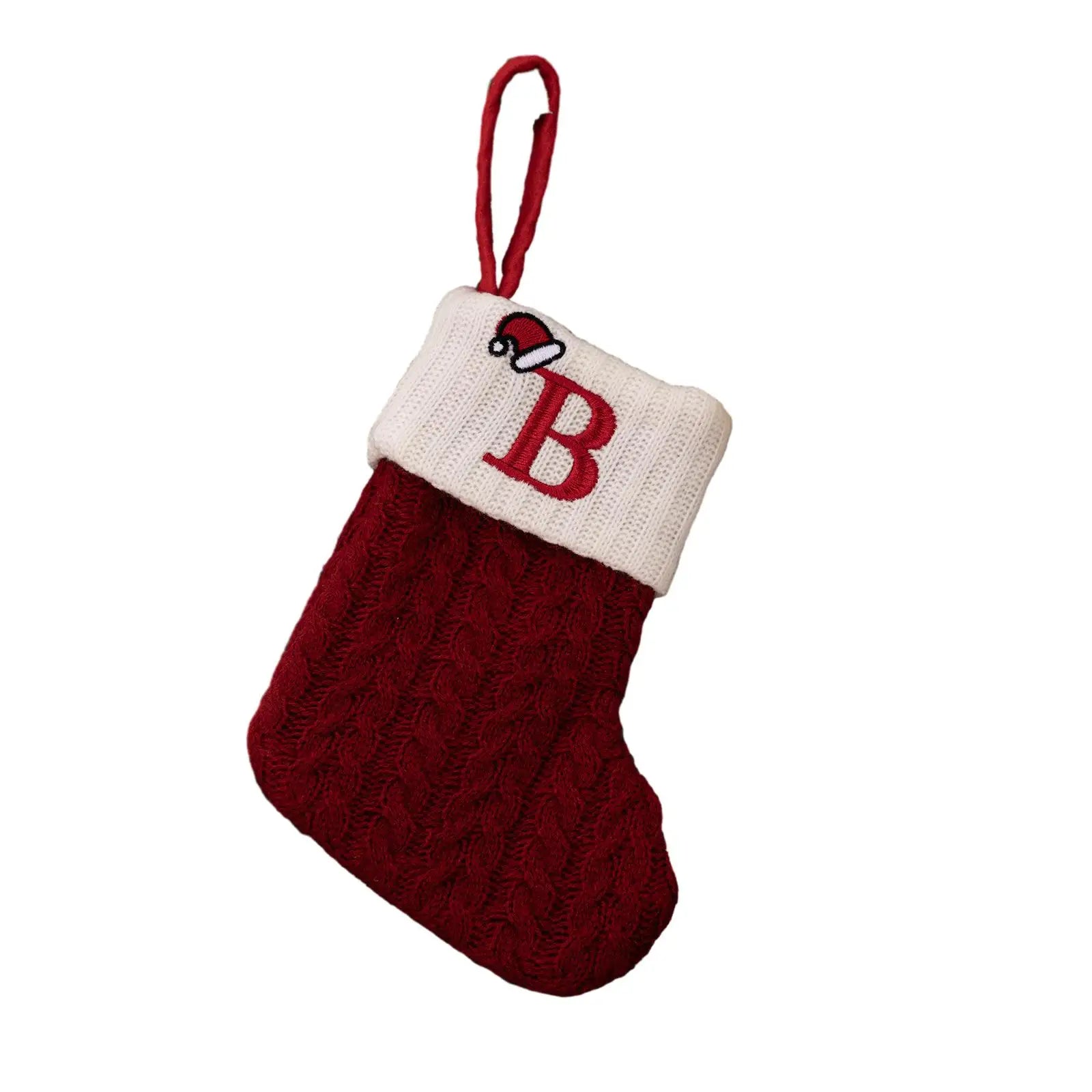Knitted Christmas Stocking Ornament – Snowflake & Alphabet