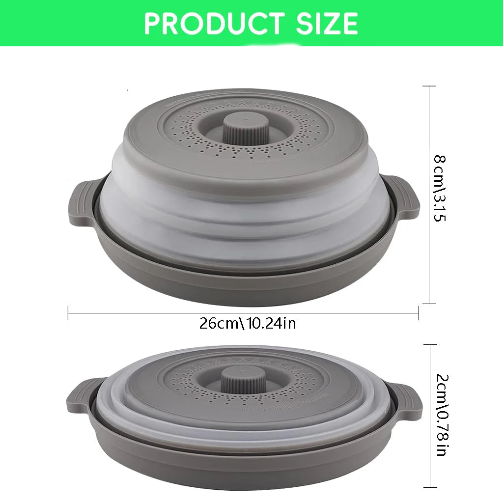 10.2 Inch Microwave Plate Cover 2 in 1 Cover As Splatter Guard Collapsible Lid for Plate Dish Bowl Multi-Purpose Kitchen Gadget Oasis Select