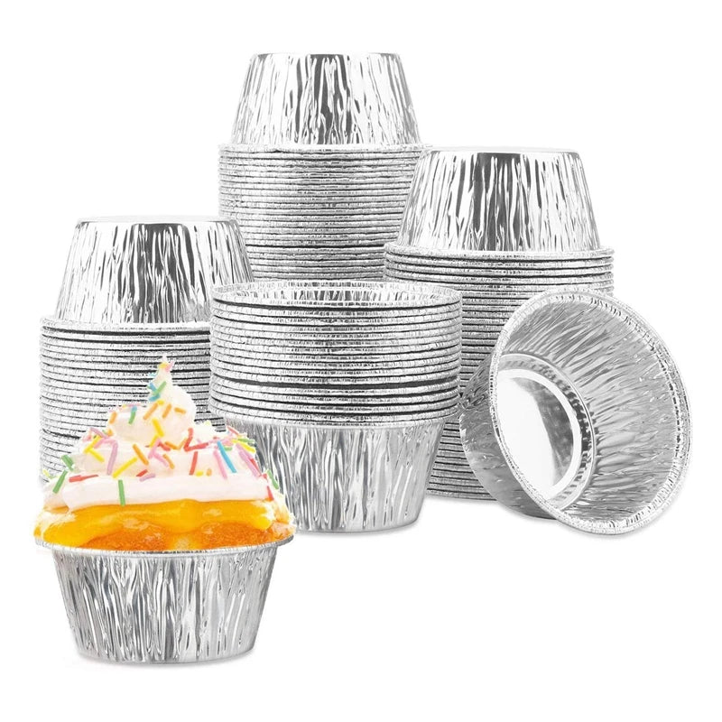 WISH 150 Pcs Aluminum Foil Cupcake Cups Ramekin Muffin Baking Cups, Disposable Muffin Liners, Ramekin Holders Cups, Aluminum Cup Oasis Select