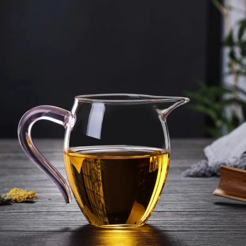 350ml Heat-resisting Clear Glass Tea Pot with Colorful Handle Fair Cup with Infuser Puer Tea Brewing Kettle Pu Erh Pots Teapots Oasis Select