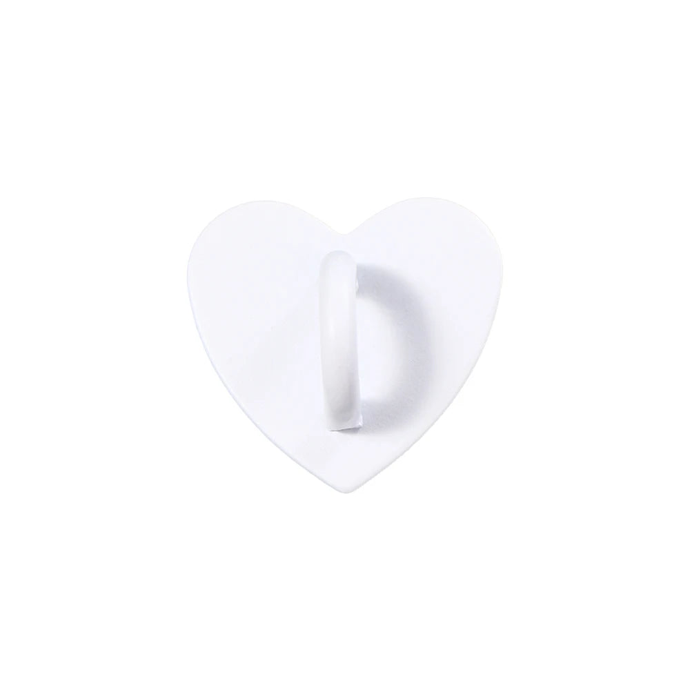 2Pcs Kawaii Adhesive Metal Heart Phone Charm Holder Mobile Phone Case Finger Ring Stand Hooks Buckle Charms Clasp Accessories Oasis Select White