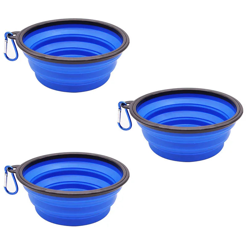 TPE dog bowl cat bowl wear-resistant and durable pet folding bowl travel outdoor drinking water feeding portable pet bowl Oasis Select blue-3pcs 350ml