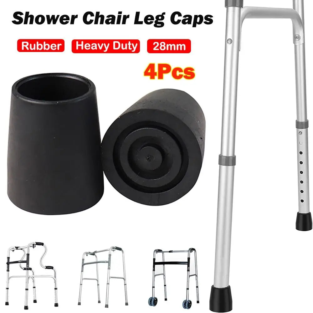 New Rubber Shower Chair Leg Caps 28mm Heavy Duty Replacement Caps Feet Grey Black Non Slip Tips Bath Seat Stools Oasis Select