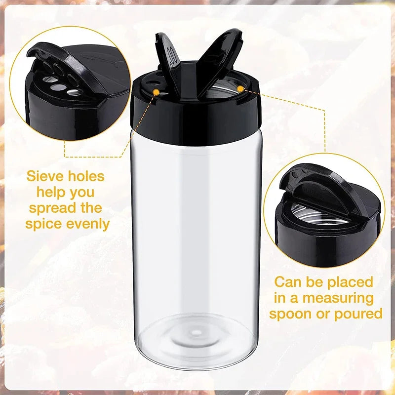 16pcs Spice Jars with Shaker Lids Labels Plastic Clear Seasoning Bottle for Herbs Powders Salt Pepper BBQ Condiment Box Oasis Select