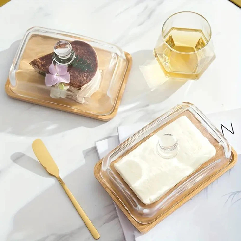 Bamboo Cake Stand with Transparent Lid | Large Dessert Tray