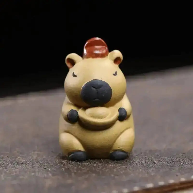 Zisha Tea Pet Animal Healing Cute Adorable Yuanbao Capybara Small Ornament Turtle Decoration Чаепитие Oasis Select