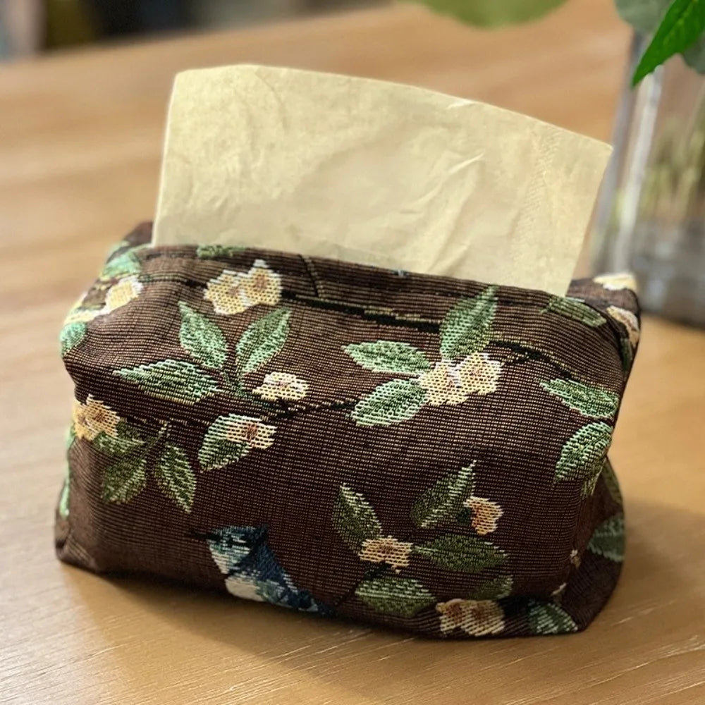 New Flower Pattern Tissue Bag Jacquard Polyester Tissue Storage Box Household Foldable Napkin Holder Oasis Select 03