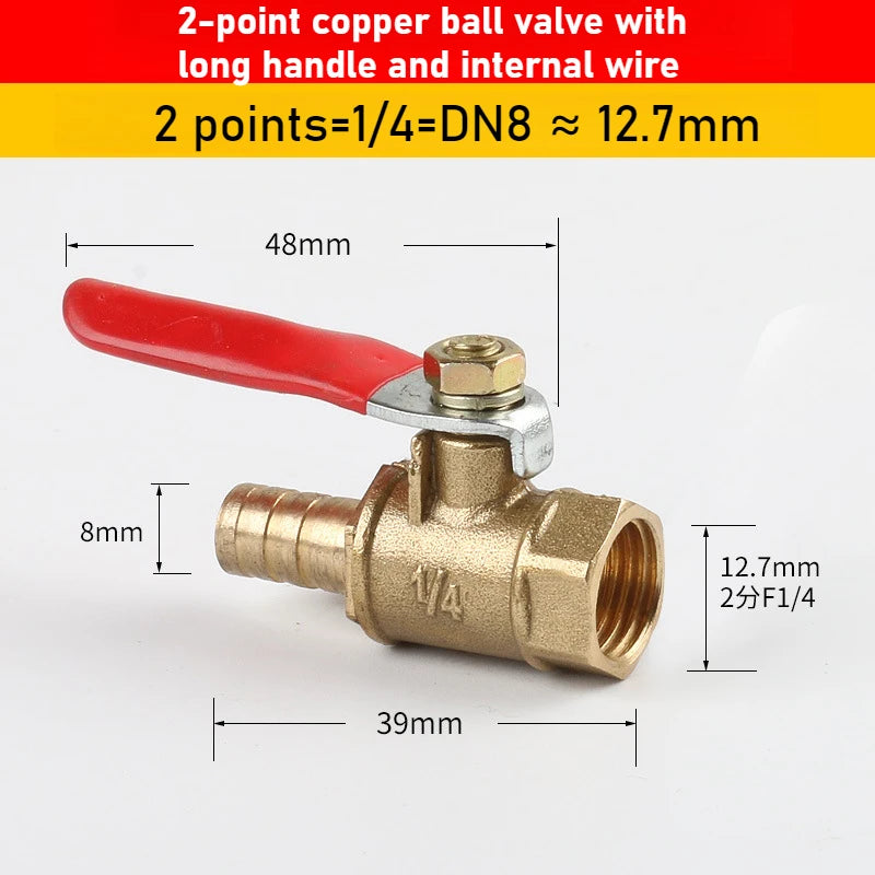 Brass Ball Head Hose Adapter Quick Connector 1/4 "Used Pipe Water Supply Joint Extender To Close Garden Irrigation Accessories Oasis Select Inner X M8 2 points DN8