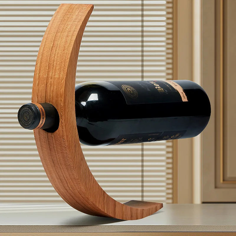 Wooden Balanced Wine Bottle Rack Home Creative Hanging Bamboo Wine Bottle Rack Club Display Rack Decoration Oasis Select