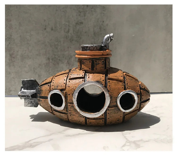 Resin Submarine Aquarium Decoration Fish Shrimp Shelter Hideout Cave Aquatic Ornament Fish Tank Landscaping Background Accessori Oasis Select Brown