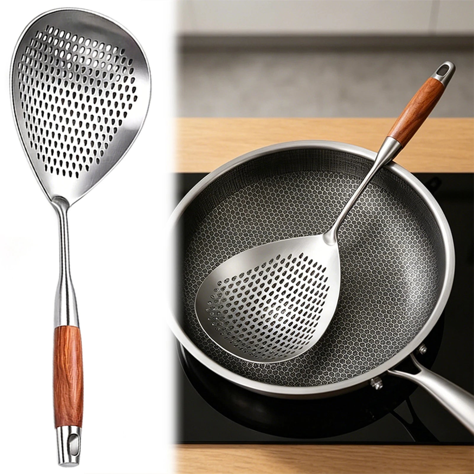 Large Stainless Steel Skimmer Strainer Spoon – 304 Grade