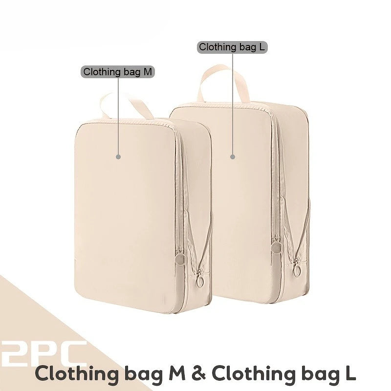 Compression Storage Bags for Travel,Large Capacity Space Saver Bags for Down Jackets, Vacuum Seal Bags for Camping, Moving, Dorm Oasis Select 2pcs Beige