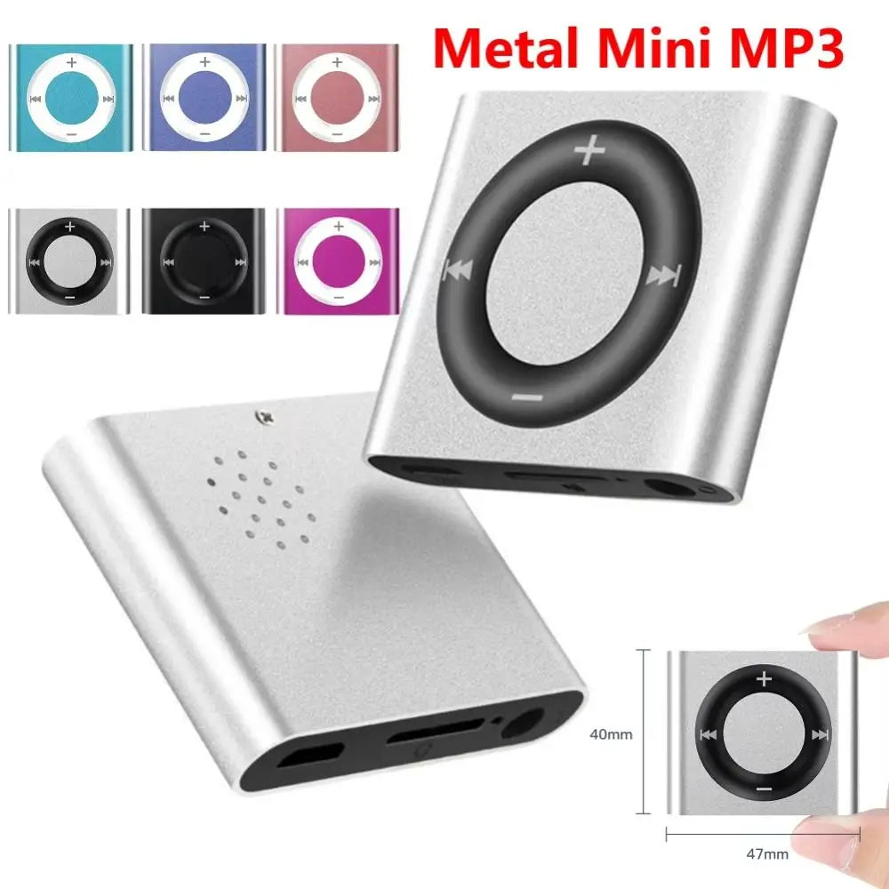 Mini MP3 Music Players Metal Clip-on Build in Speaker 180mAh Touch Tone Rechargeable with Headphone Support TF Card for Students Oasis Select