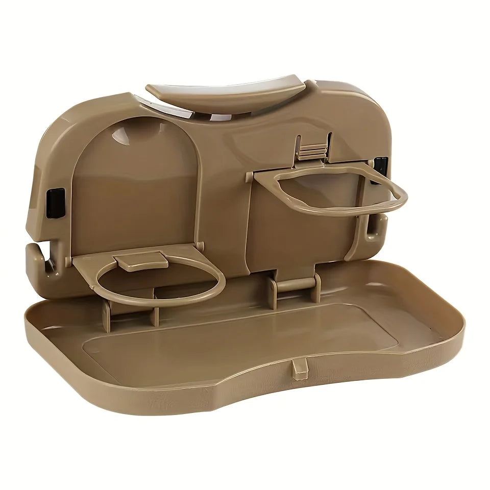 Foldable Car Back Seat Table Auto Drink Food Cup Mini Tray Holder Stand Desk Trash Bin Storage Case Interior Vehicle Accessories Oasis Select brown-2pcs