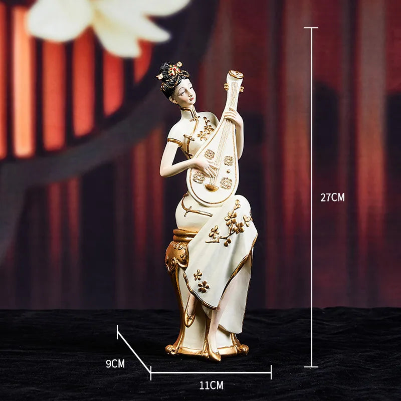 Light Luxury High-end Ladies Ornaments Ancient Figures New Chinese Style Art Decorations Retro Living Room Foyer Decorations Oasis Select D