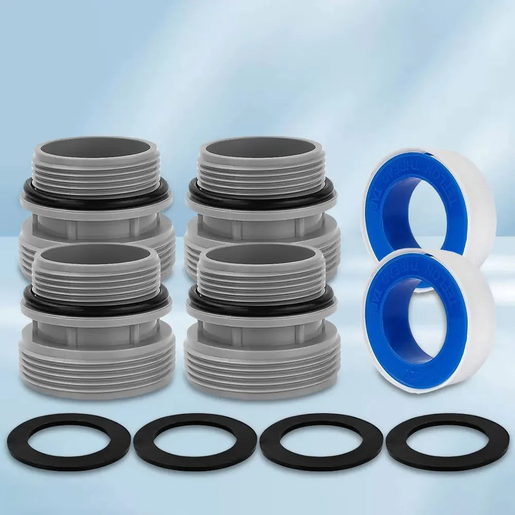 4 Pack Pool Hose Adapter with Clamp Washer Pool Pump Connector Pool Filter Pump Hose Adapter Hoses Conversion Replacement Parts Oasis Select