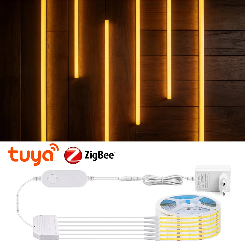 12V LED Soundproof Panel Decor COB Light Strip Wall Lamp for Smart Zigbee Tuya APP Control Wine Show Cabinet Night Lighting Oasis Select