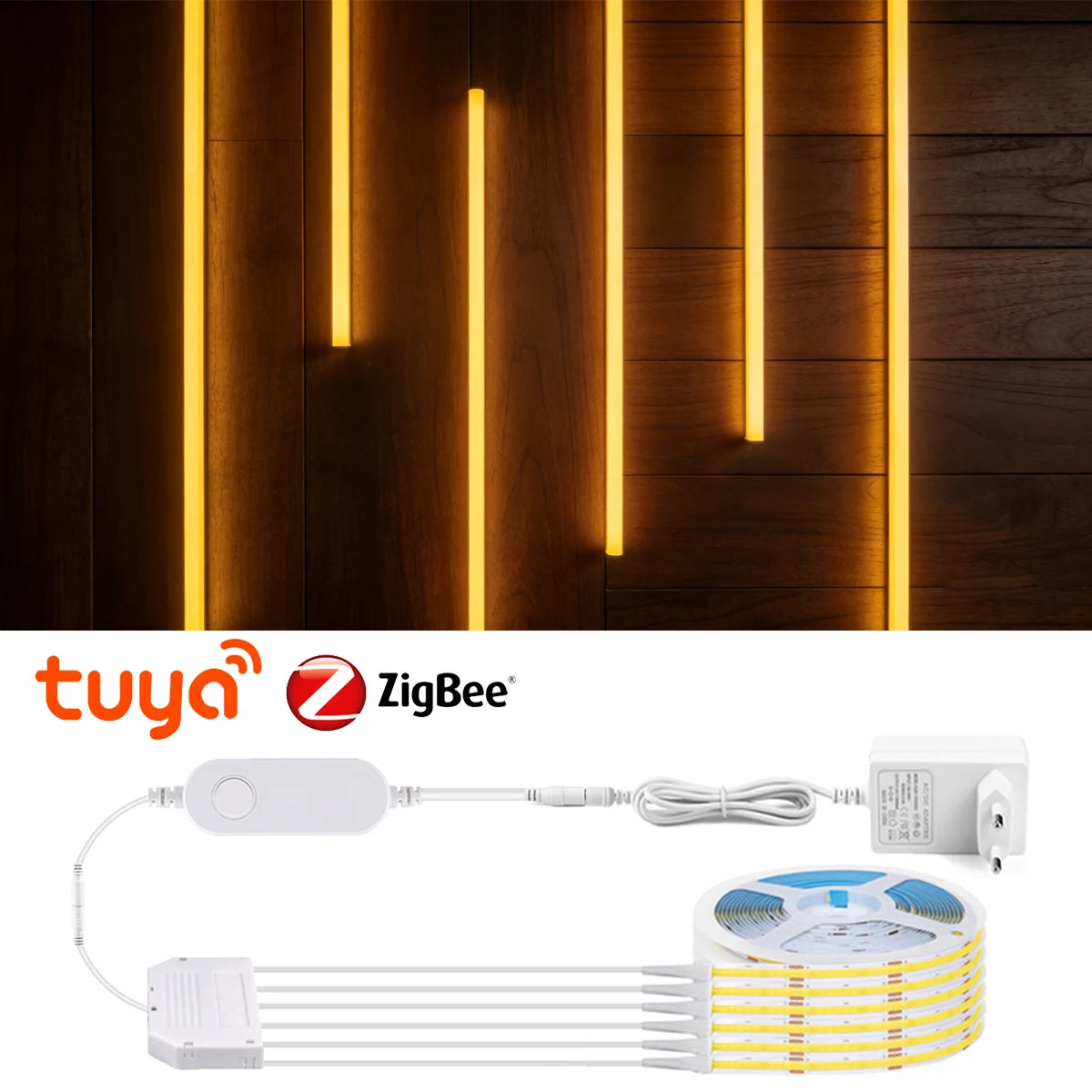 12V LED Soundproof Panel Decor COB Light Strip Wall Lamp for Smart Zigbee Tuya APP Control Wine Show Cabinet Night Lighting Oasis Select