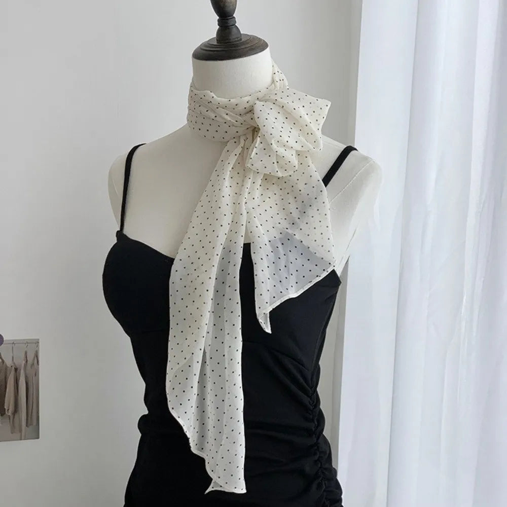 Fashion Headband Polka Dot Scarf Chiffon Multifunction Thin Head Scarf Polka Dots Long Scarves Women Oasis Select