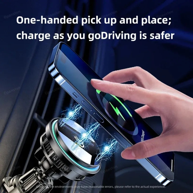 15W Magnetic Wireless Fast Charging Radiator Car Charger Phone Holder Ice Cooling RGB Tempered Glass For Magsafe iPhone 12-16 Oasis Select